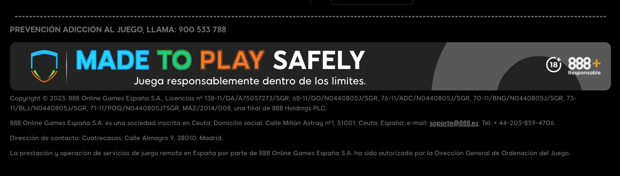 Juego responsable casinos online