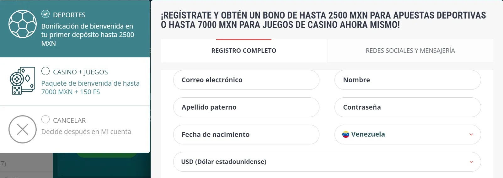 Registro casino